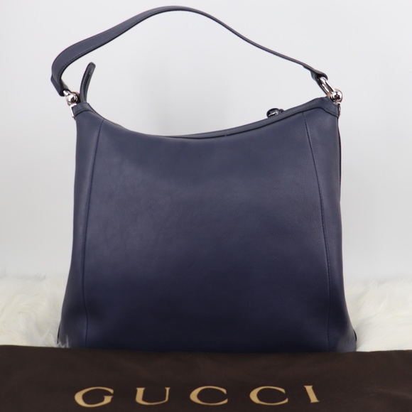GUCCI- Guccissima Bamboo Navy Blue Shoulder Bag - Picture 1 of 10